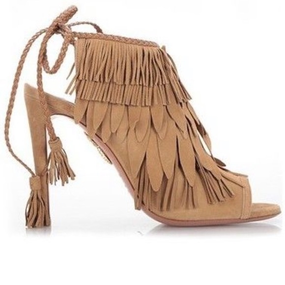 AQUAZZURA FIRENZE SO POCAHONTAS SANDAL CAPPUCCINO - Picture 2 of 10